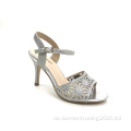 Custom Open Tobe komfortable silberne Sandal Fashion Ladies